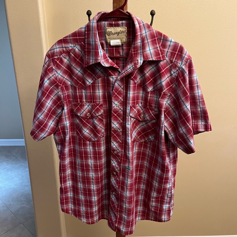 Wrangler Red Plaid Men's Shirt Large